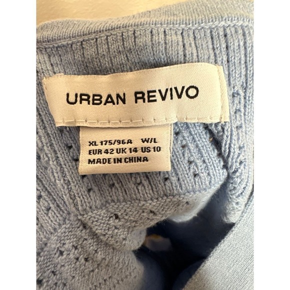 Urban Revivo mini smock dress with full skirt and knitted layer in blue Size 10 - Picture 5 of 10